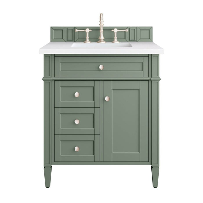 James Martin Vanities Brittany 30" Single Vanity, Smokey Celadon w/ 3 CM Top