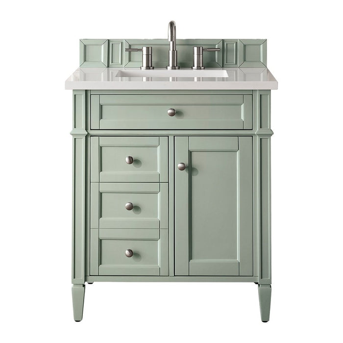 James Martin Vanities Brittany 30" Single Vanity, Sage Green w/ 3 CM Top