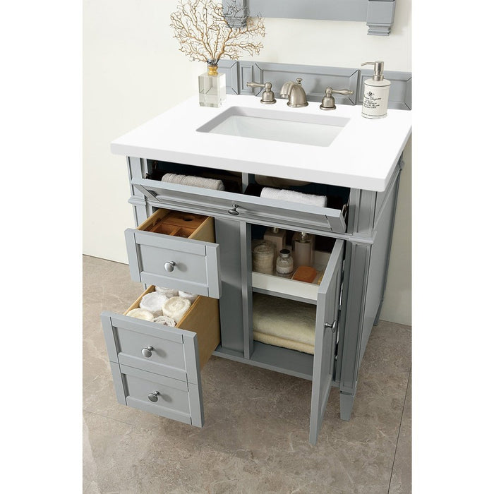 James Martin Vanities Brittany 30" Single Vanity, Urban Gray w/ 3 CM Top