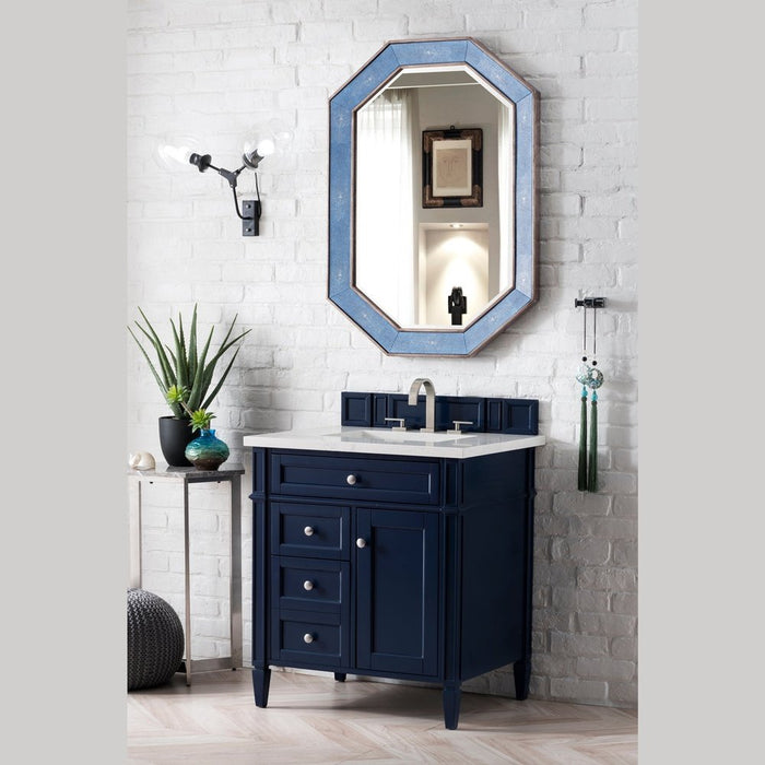 James Martin Vanities Brittany 30" Single Vanity, Victory Blue w/ 3 CM Top