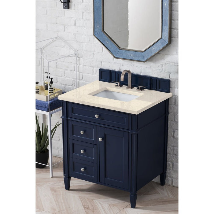 James Martin Vanities Brittany 30" Single Vanity, Victory Blue w/ 3 CM Top