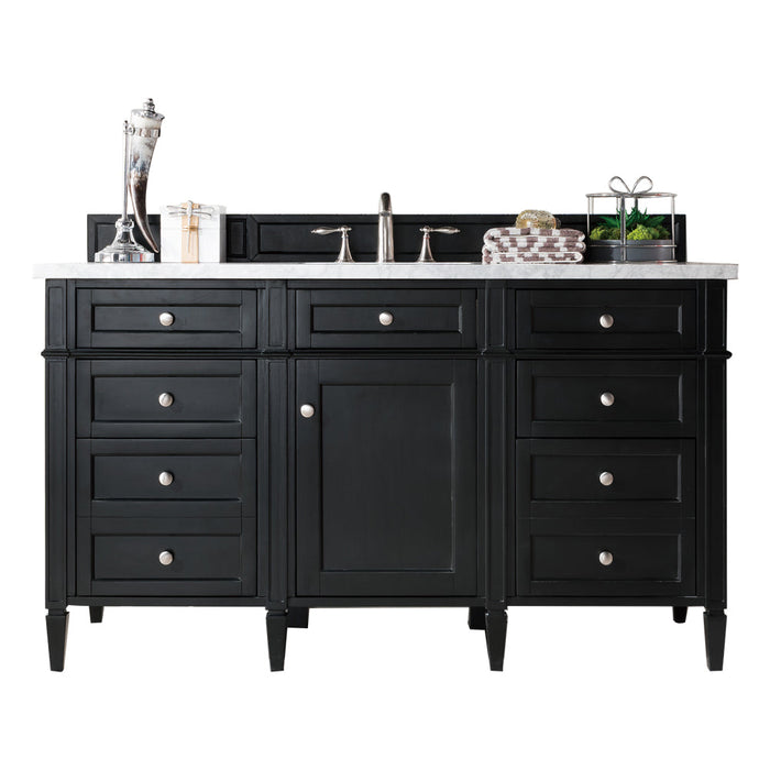 James Martin Vanities Brittany 60" Single Vanity, Black Onyx w/ 3 CM Top