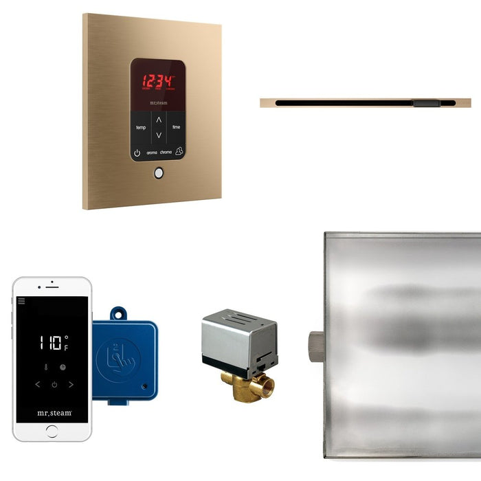 Mr. Steam Butler Linear Steam Shower Control Package with iTempoPlus Control and Linear SteamHead in Square Brushed Bronze