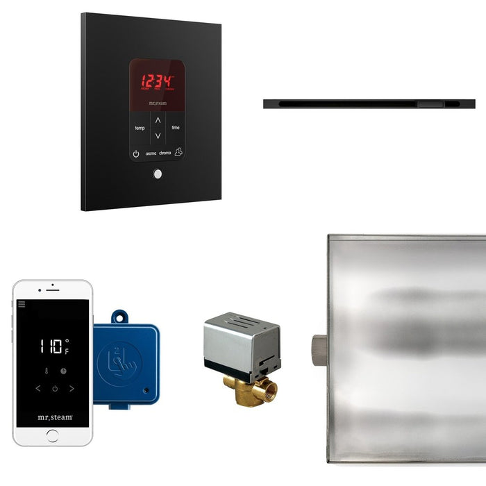 Mr. Steam Butler Linear Steam Shower Control Package with iTempoPlus Control and Linear SteamHead in Square Matte Black