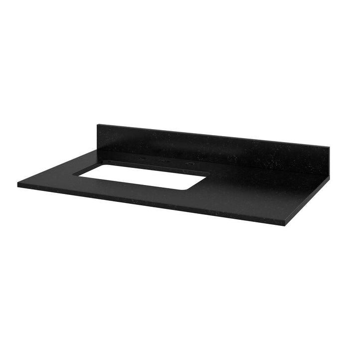 Jeffrey Alexander 36" Black Cade Vanity, left offset, Black Granite Vanity Top, undermount rectangle bowl