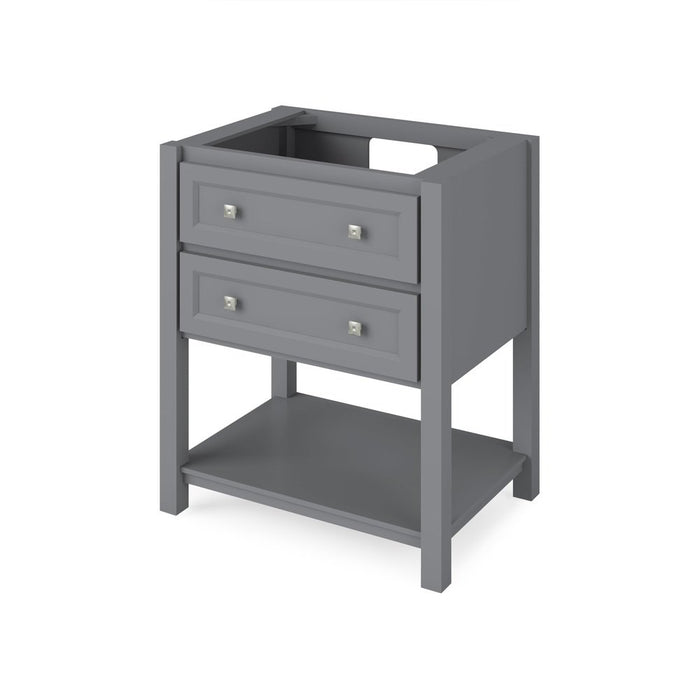 Jeffrey Alexander 30" Grey Adler Vanity, Calacatta Vienna Quartz Vanity Top, undermount rectangle bowl