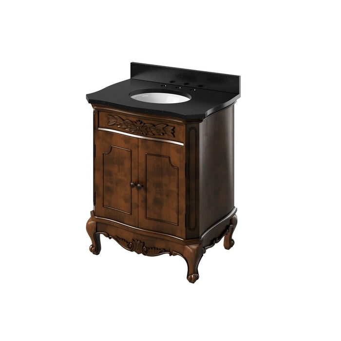 Jeffrey Alexander 30" Nutmeg Clairemont Vanity, Clairemont-only Black Granite Vanity Top, undermount oval bowl