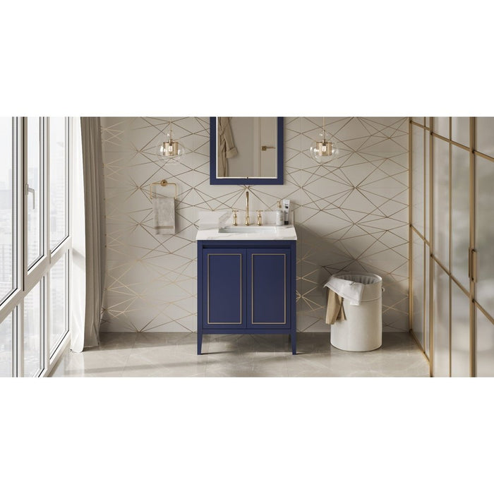 Jeffrey Alexander 30" Hale Blue Percival Vanity, Calacatta Vienna Quartz Vanity Top, undermount rectangle bowl