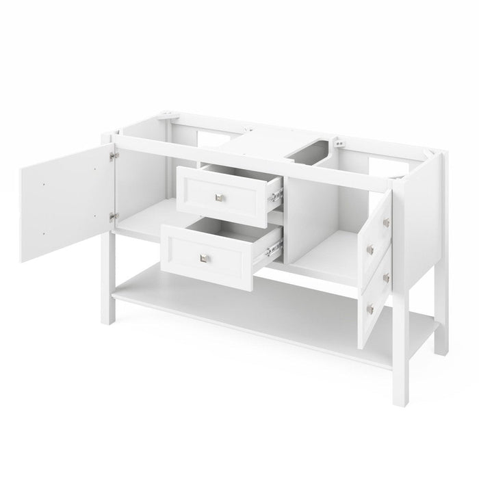 Jeffrey Alexander 60" White Adler Vanity, double bowl, Calacatta Vienna Quartz Vanity Top, two undermount rectangle bowls