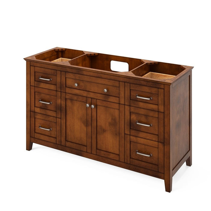 Jeffrey Alexander 60" Chocolate Chatham Vanity, Calacatta Vienna Quartz Vanity Top, undermount rectangle bowl