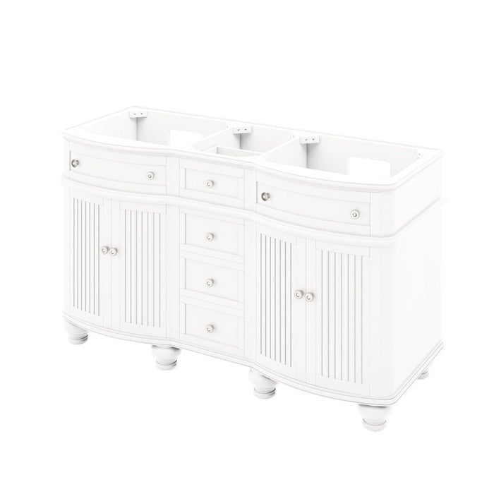 Jeffrey Alexander 60" White Compton Vanity, double bowl, Compton-only White Carrara Marble Vanity Top, two undermount oval bowls